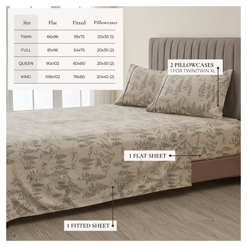 Ultra Soft Lodge Printed Microfiber Sheet Set, King, Bear Mountain