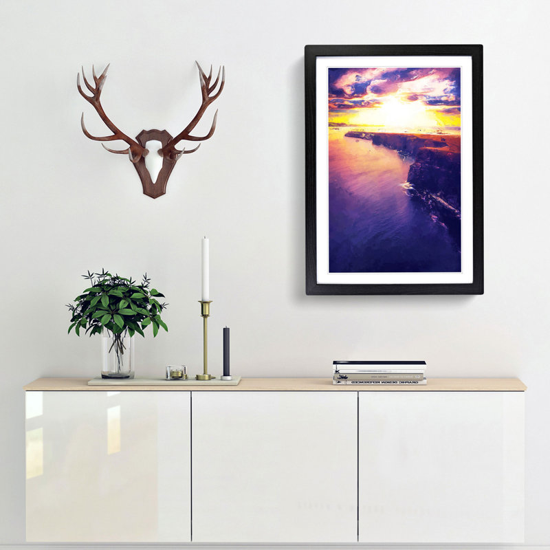 Sunset - Picture Frame Graphic Art Print, 87cm H x 62cm W x 2cm D, Black Framed