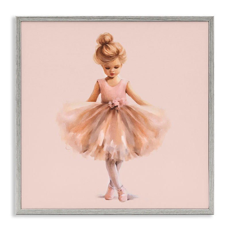 Art de giclée encadrée par une ballerine rose par Andrea Haase, Estampe numérique Farmhouse, H 17 po x l 17 po