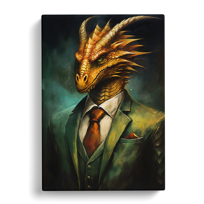 Dragon In A Suit Painting - Wrapped Canvas, 76cm H x 50cm W x 3cm D