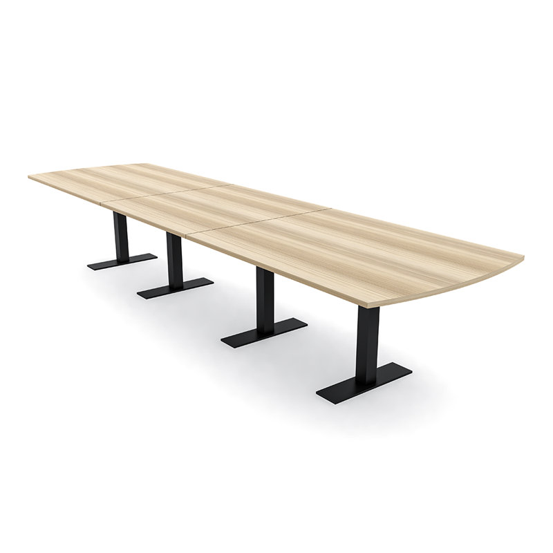 Table de conférence Pavert Arc, Noir mat, Blond blond cendré, H 30 po x l 192 po x P 48 po