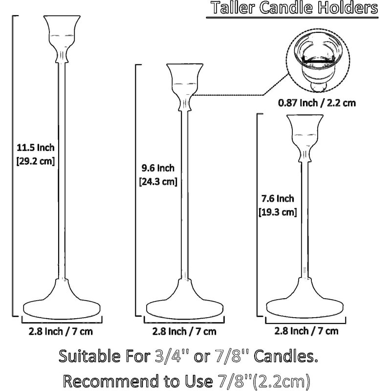 Ensemble de porte-bougies rétro en métal pour chandeliers effilés, grands chandeliers avec un design durable antirouille pour une décoration élégante pour la maison et les événements