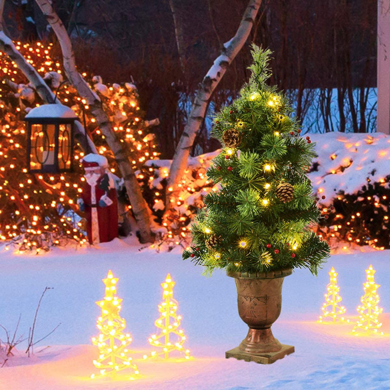 Arbre de Noël vert pin cachemire avec lumières DEL, 3 pi H