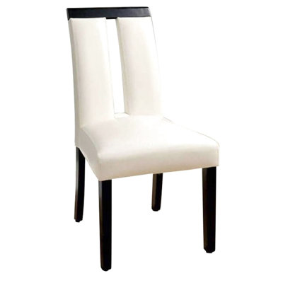 Of 2 Black White Dining Chairs, Padded, Slit Back, Modern Style Contemporary Back Padded 2, And