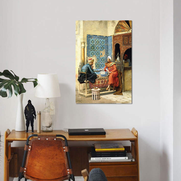 «The Chess Game, 1896» par Ludwig English, reproduction d'art graphique sur toile, H 18 po x l 12 po x P 1,5 po, Pas de tapis