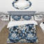 Ensemble de housse de couette damassé symétrique blanc et bleu-67118962