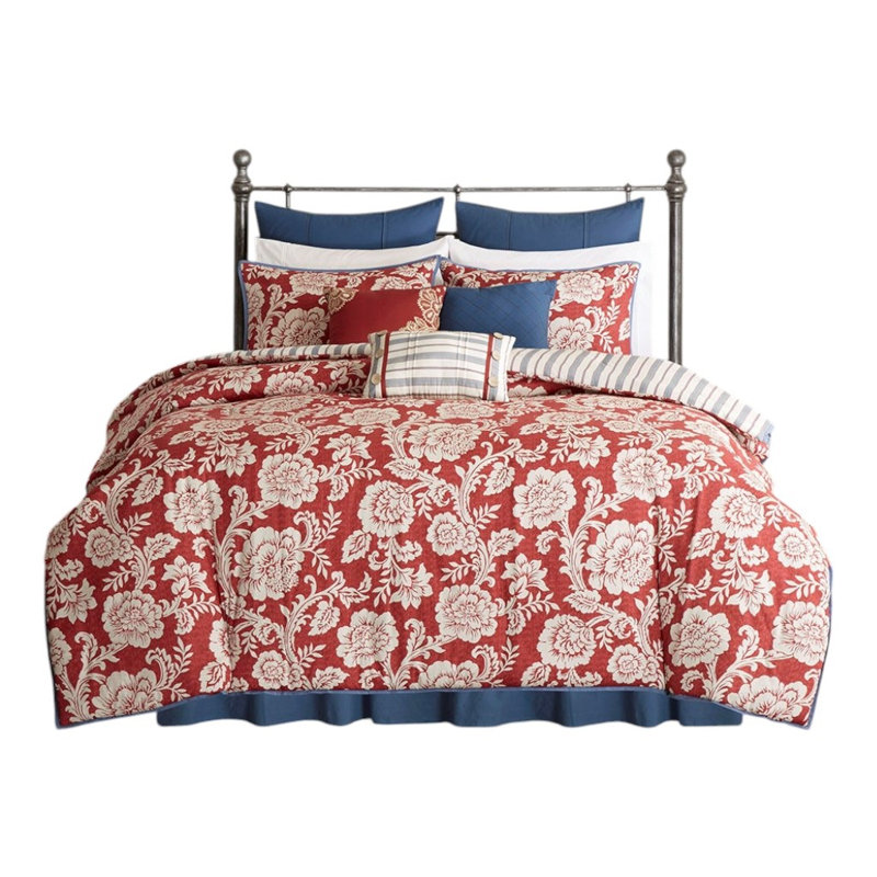 Ensemble de housse de couette réversible en coton sergé 9 pièces Gracie Mills Carmen