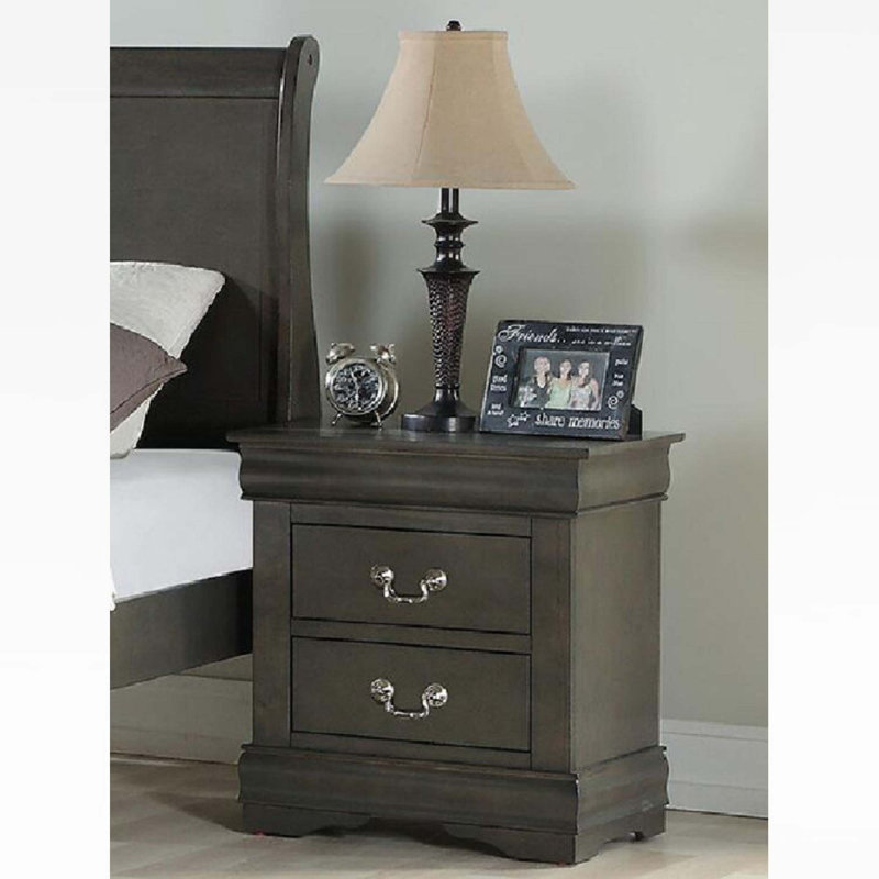 Wan 2 Drawer Nightstand,Night Stand,End Table,Side Table , Dark Gray