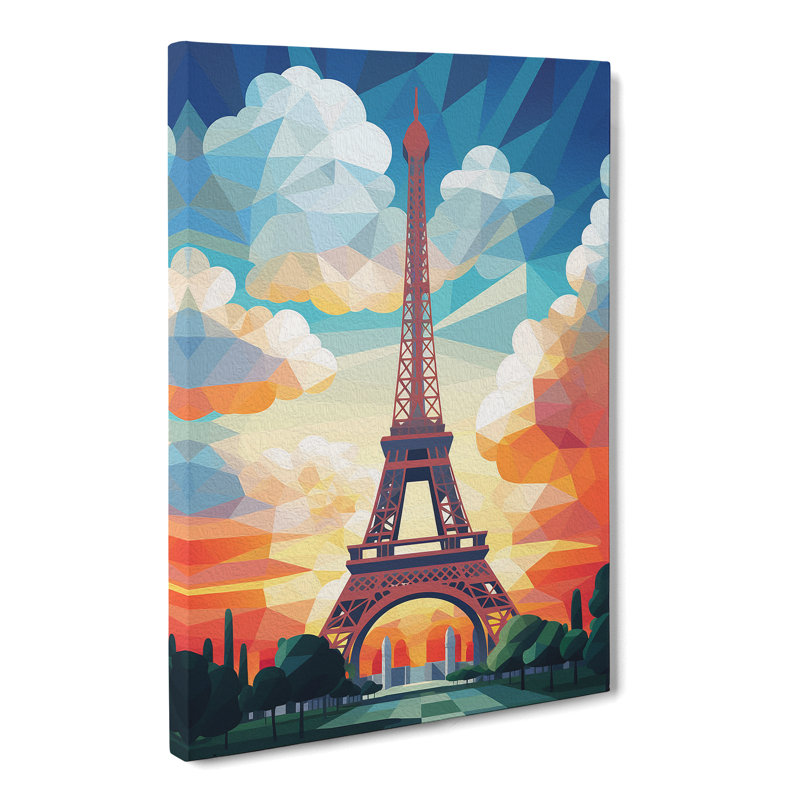 Eiffel Tower Geometric - Print, 76cm H x 50cm W x 3cm D