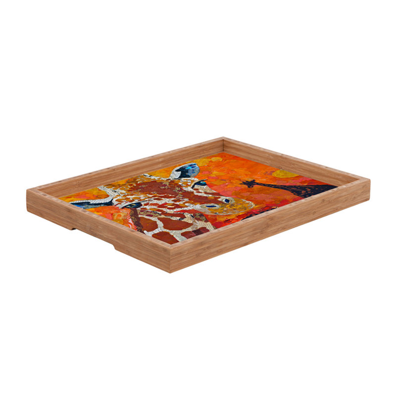 Plateau de service en bambou giraffe