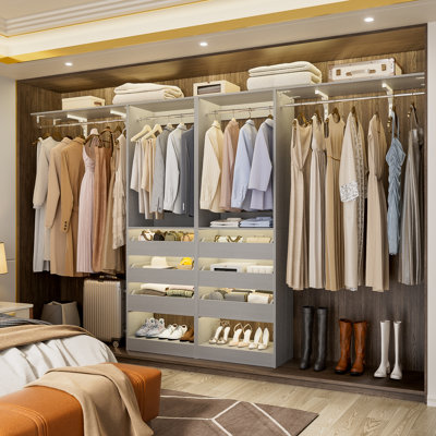 80"-120" Walk In Closet System With 6 Drawers