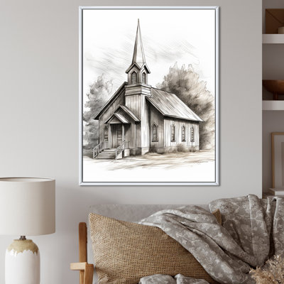 Minimalist Gray Church Serenity - Église, art mural
