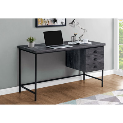 Bureau d'ordinateur, bureau personnel, ordinateur portable, tiroirs de rangement, L 55 po, travail, stratifié, métal noir, contemporain, moderne