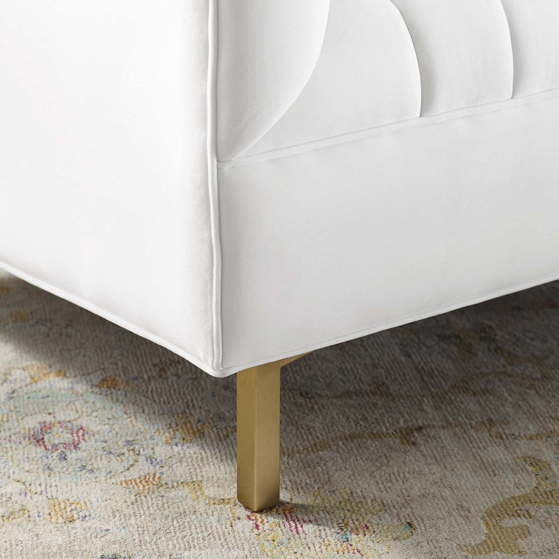 White Velvet Channel Tufted Barrel Accent Chair
