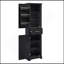 Grande armoire de rangement pour salle de bain, armoire de rangement autoportante avec deux portes et tablettes réglables, conception à étagère de porte, panneau de fibres à densité moyenne avec finition peinte, noir-1608656905