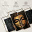 Tête de Bouddha teintée dorée, reproduction d'art sur toile-523912764