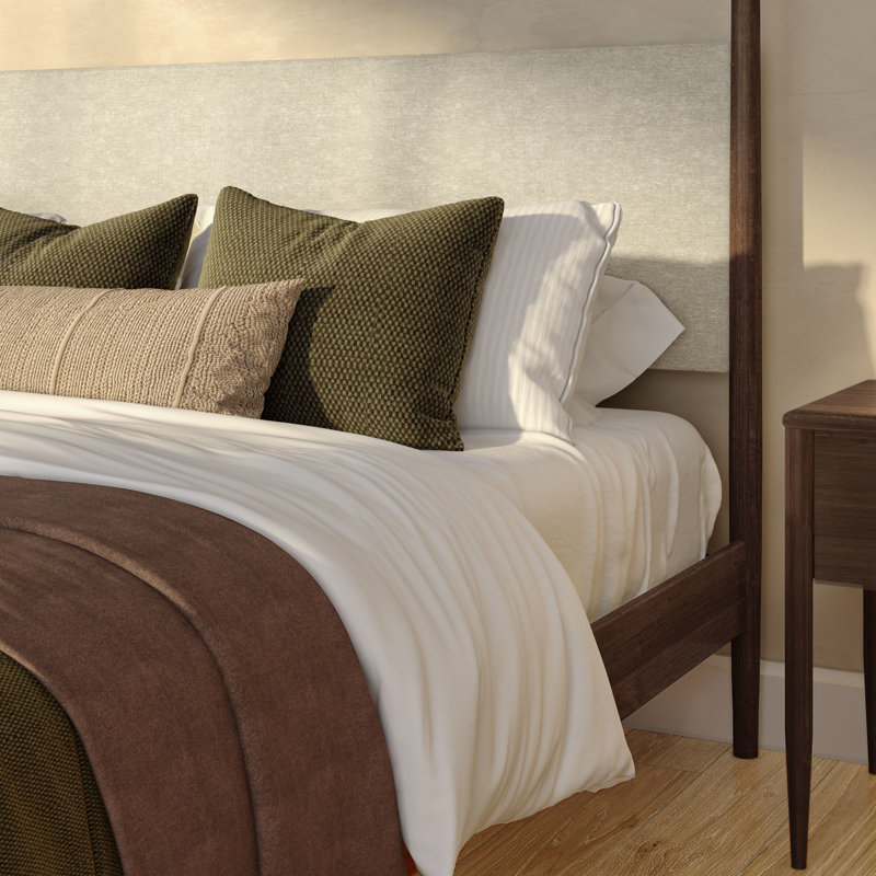 Jacelyn Canopy Bed with Upholstered Headboard,, King, Walnut