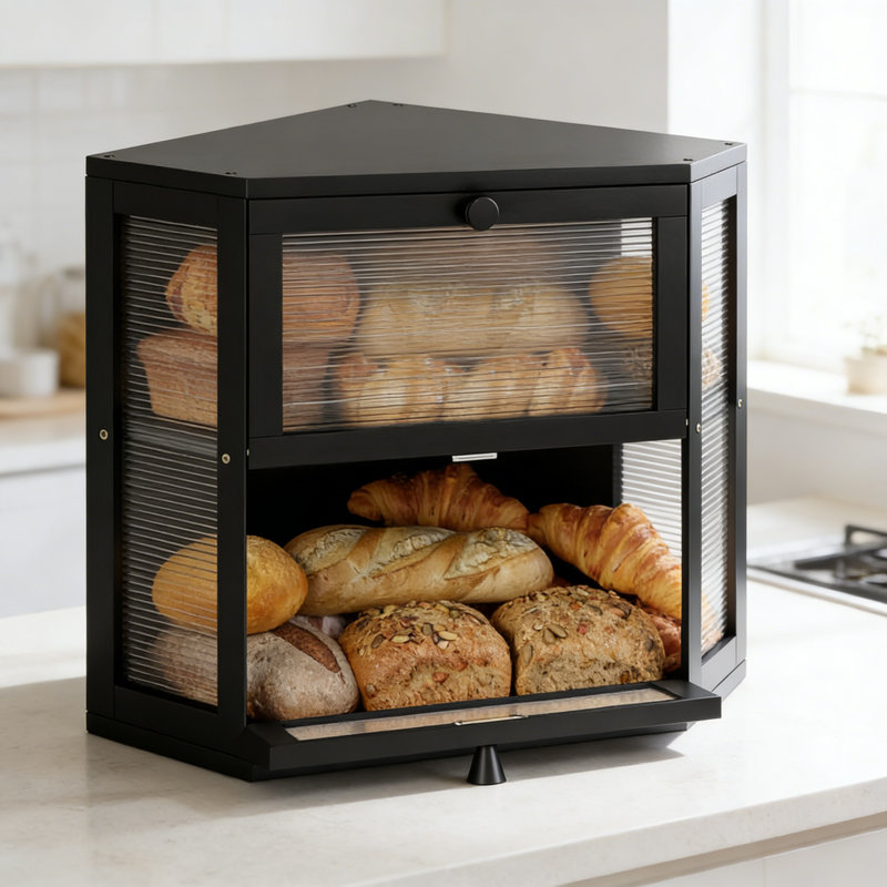 Wood Food Storage Container, Black