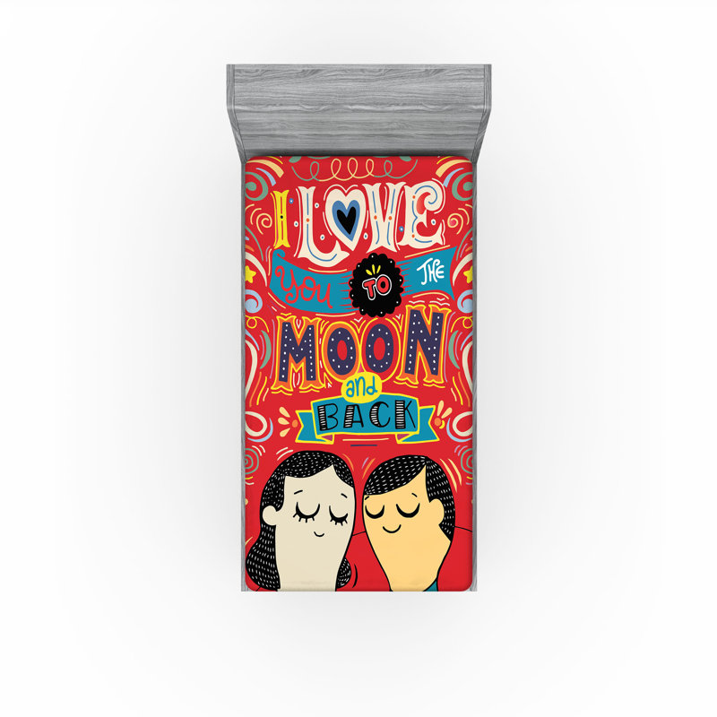 Ensemble de 2 draps-housse Ambesonne I Love You, Drap-housse de taille simple