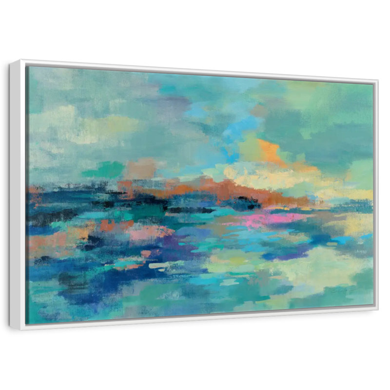 Été bord de mer Luper, 19 po x 13 po, Cadre flottant blanc