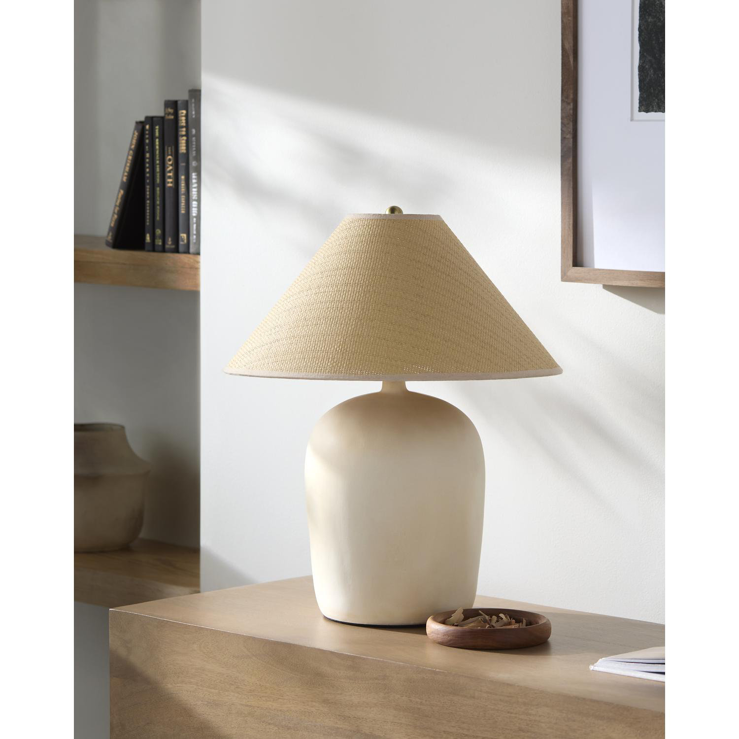 Danica Ceramic Table Lamp, Off White, White Linen Empire