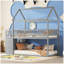 HOUSE BUNK BED WITH SHELVES AND DRAWERS