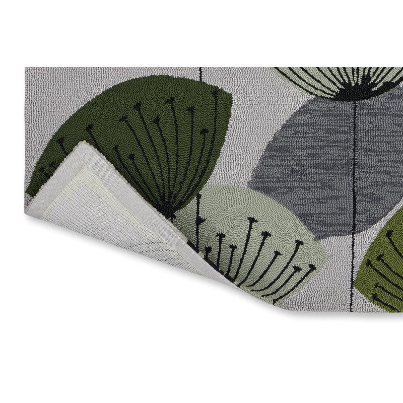 Floral Area Rug in Green/Gray/White, Rectangle 8'2" x 11'6"