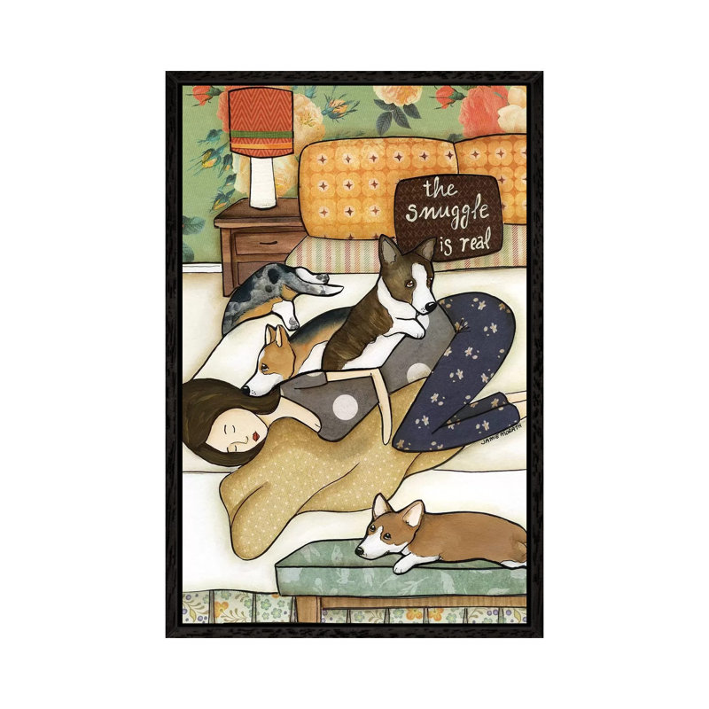 Snuggle Is Real by Jamie Morath - Print on Canvas, 101.6cm H x 66.04cm W x 3.81cm D, Black Floater Framed