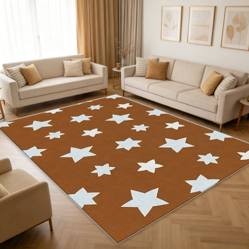 Rust Star Pattern carpet-easy to clean, machine-washable, soft and comfortable; suitable for door mats, kitchens, living rooms, bedrooms, corridors, and laundry areas. Easy to clean, durable carpet for home decoration.