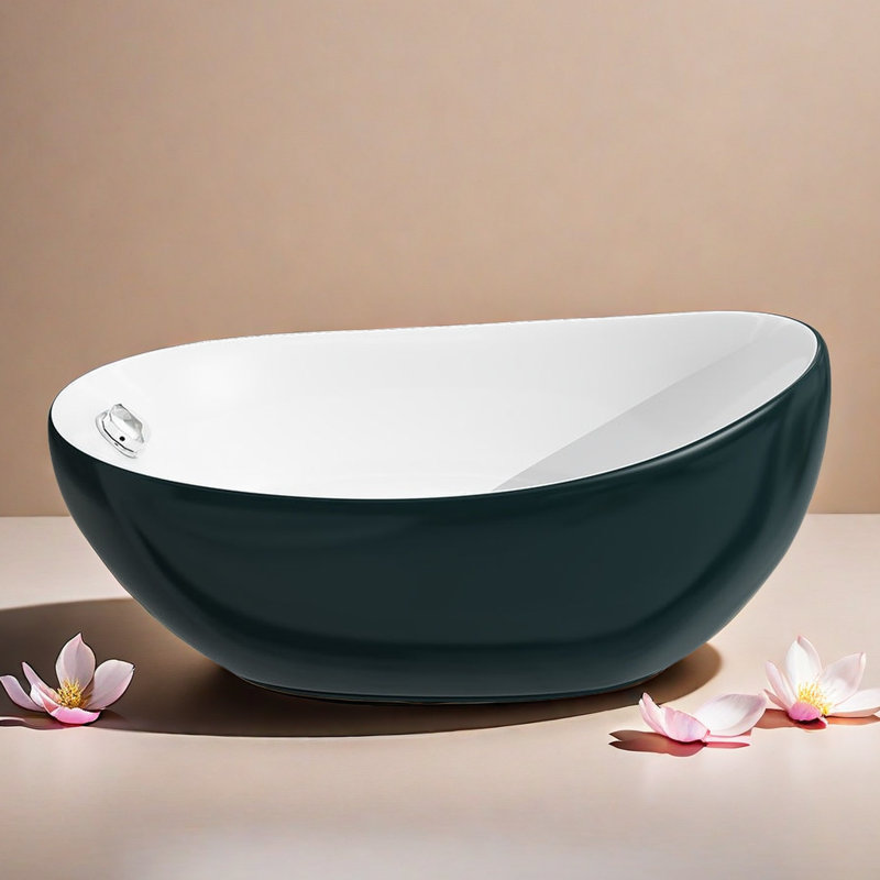 Modern Simple Acrylic Bathtub, Black/White