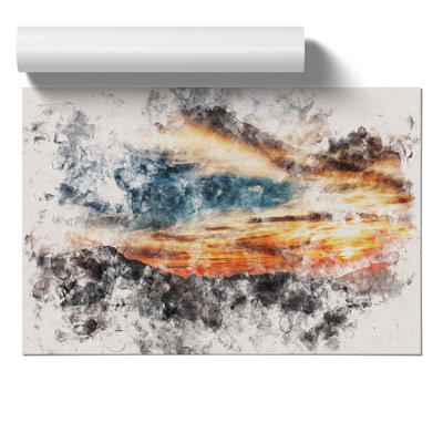 Sunset in Utah Watercolour - Frameless Print