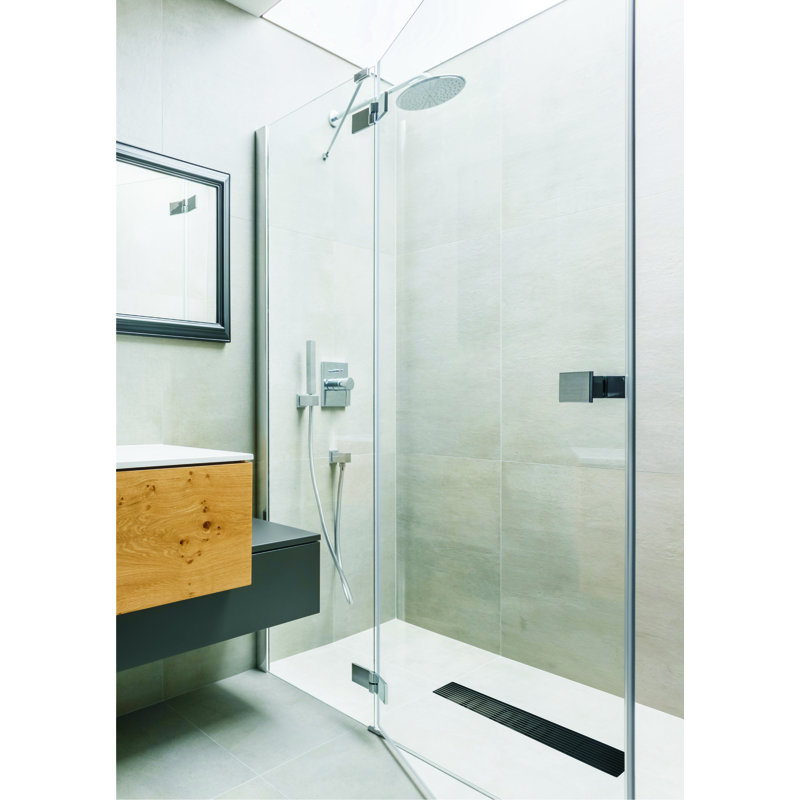 Drain de douche 24 "avec grille linéaire, Noir mat