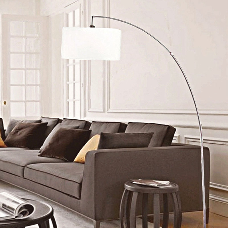86" Tall Metal Floor Arc Lamp, White