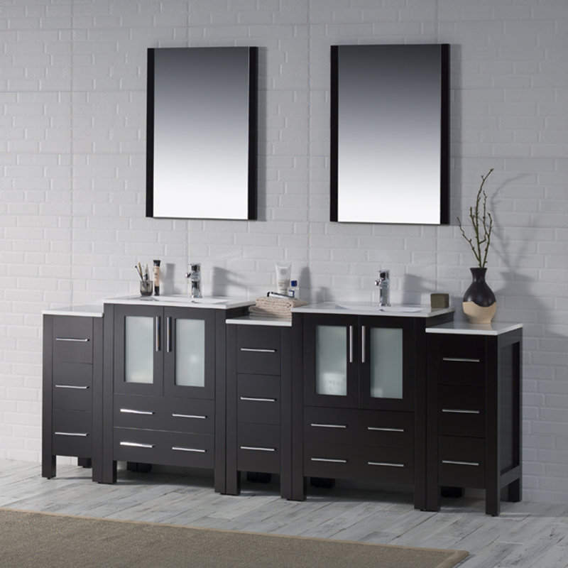 84" Double Bathroom Vanity with Sink, Espresso
