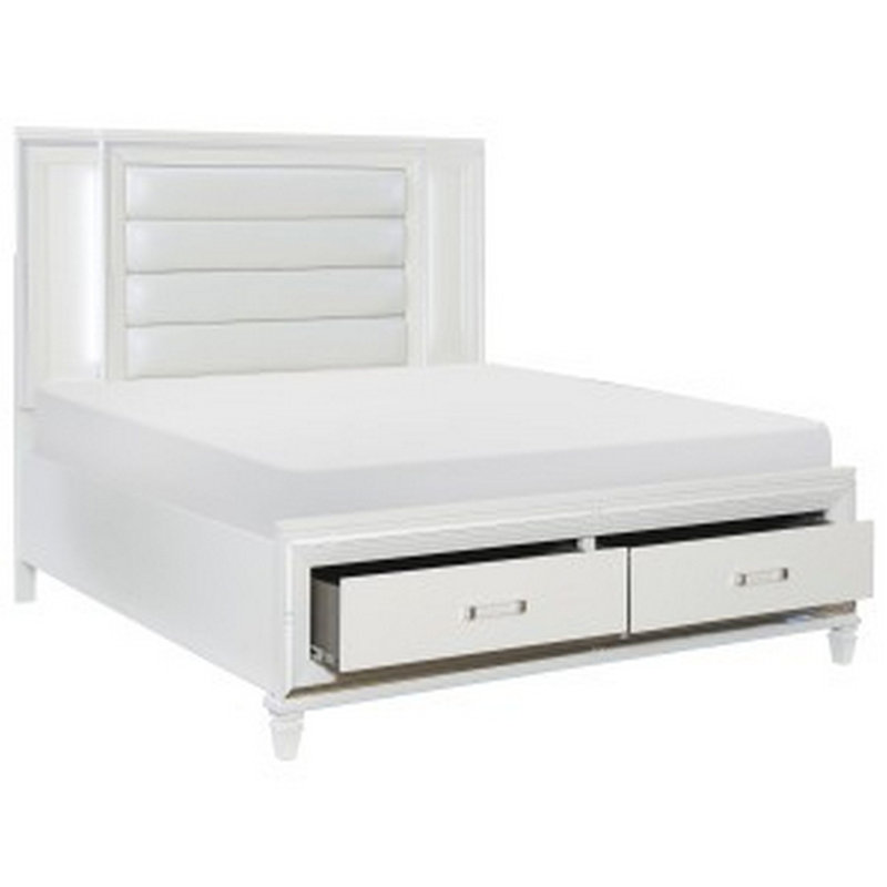 Grand lit plateforme avec rangement Maude, Blanc