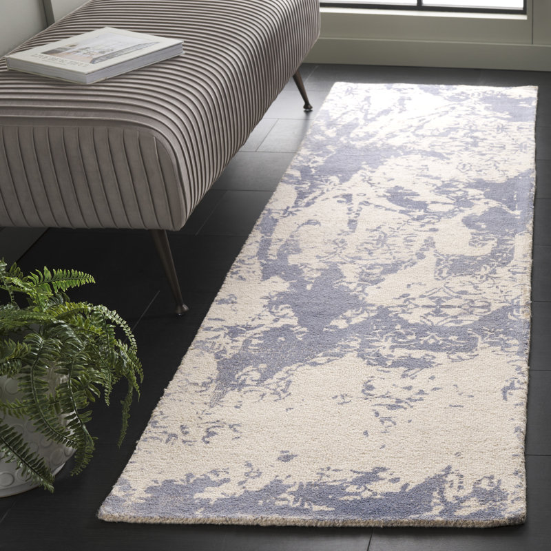 Socorro Hand Tufted Wool/Cotton Abstract Rug in Gray/Ivory, Runner 2'3" x 8'