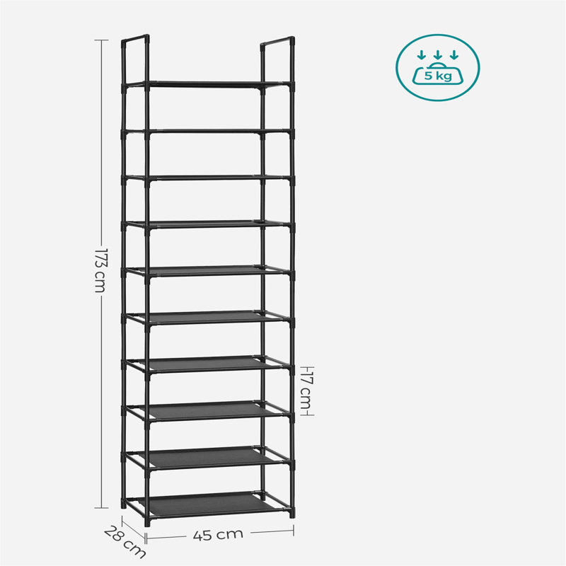 Shoe Rack, 173cm H x 45cm W x 28cm D, Black
