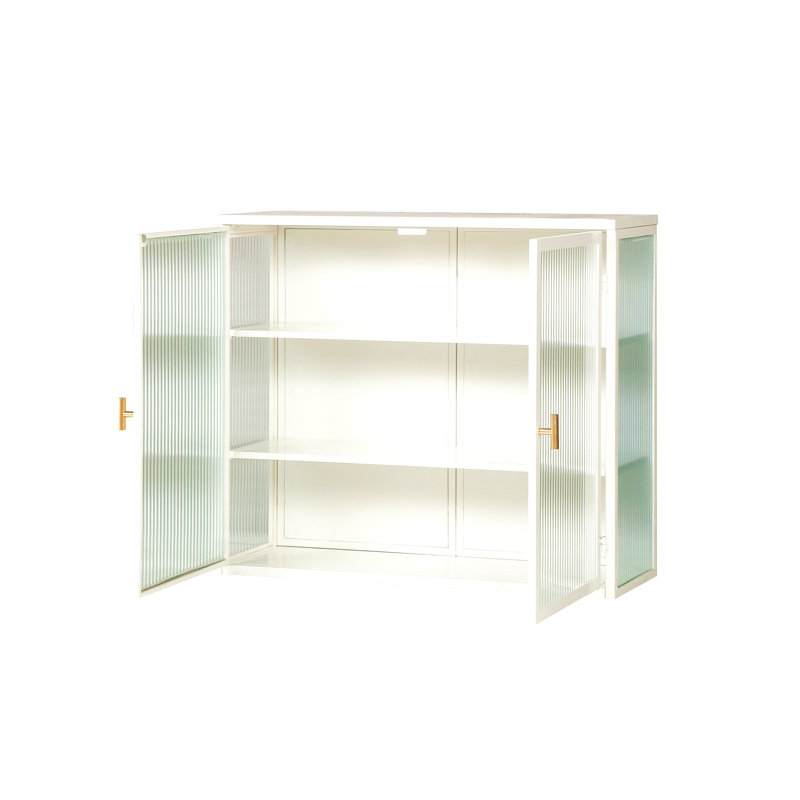 Armoire murale moderne 27,56 po à deux portes avec rangement à trois niveaux, Blanc