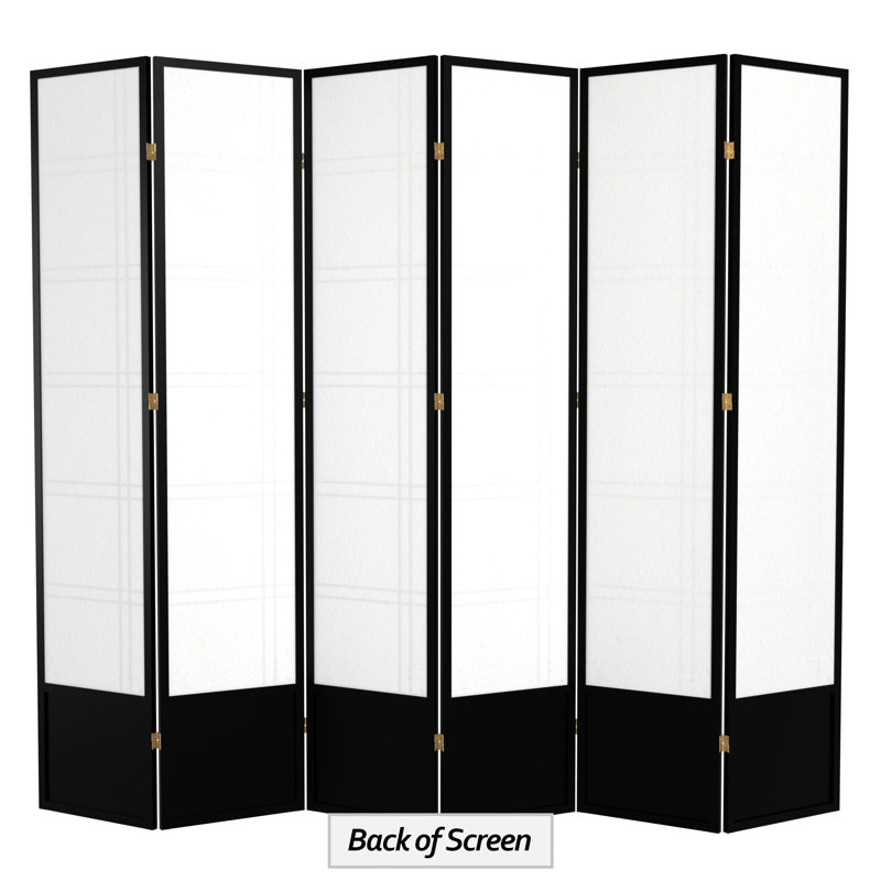 83.5" Double Cross Shoji Room Divider, 6 Panels, Black