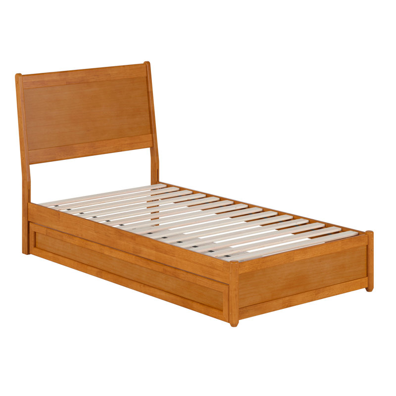 Avdesh Solid Wood Sleigh Trundle Extra Bed, Light Toffee, Twin