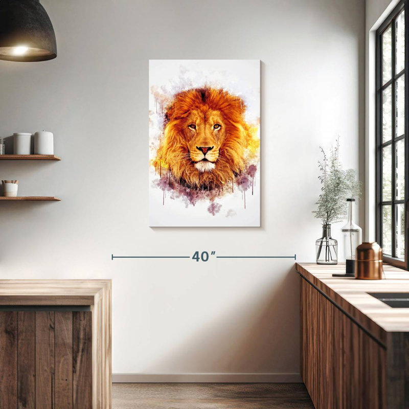 Brampt Lion Head Paint Splash, 36" H x 24" W