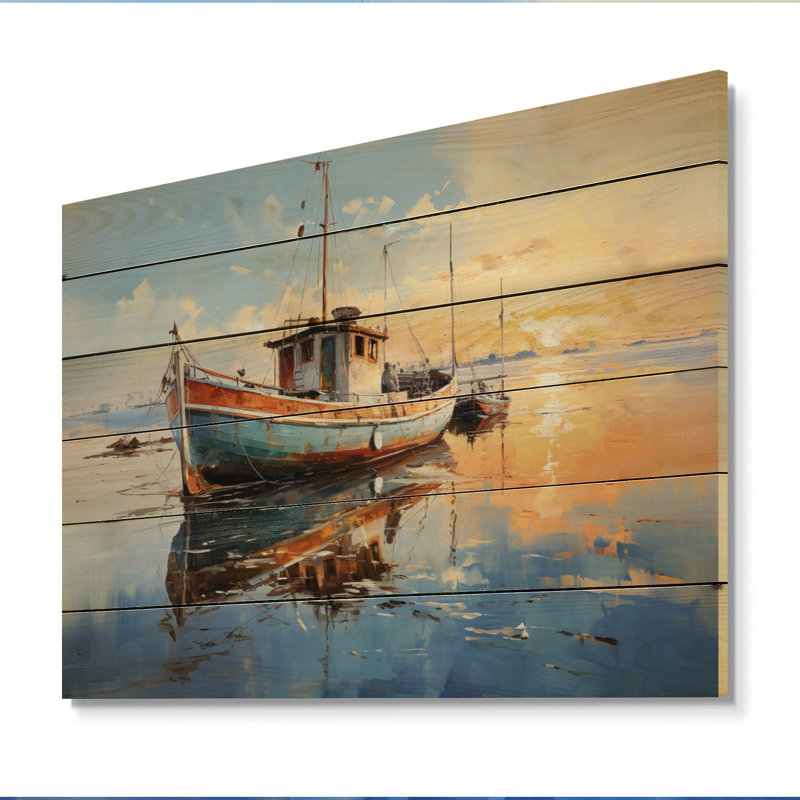 Impression sur bois, Forges Boat Seascape Impression V, H 10 po x l 20 po x P 0,78 po