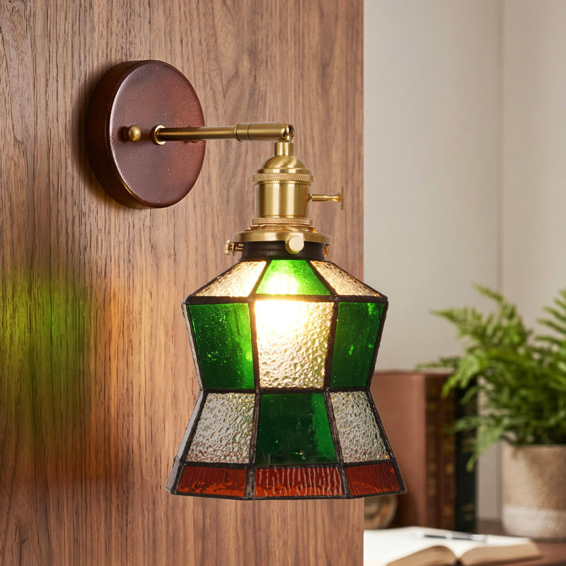 1 - Light Tiffany Wall Sconce With Adjustable Swing Arm (Bulb Inlcude)