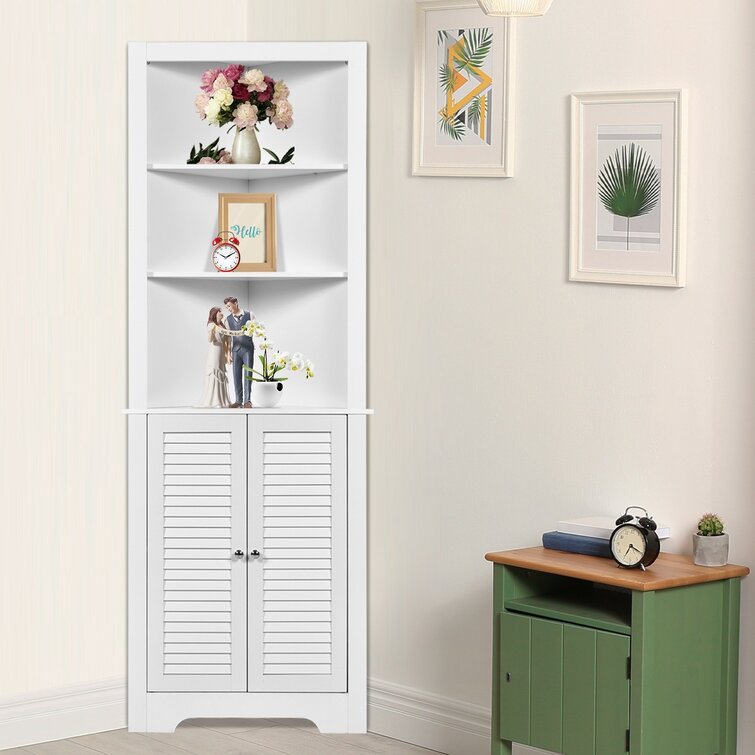 White Bathroom Storage Corner Cabinet - Modern Furniture