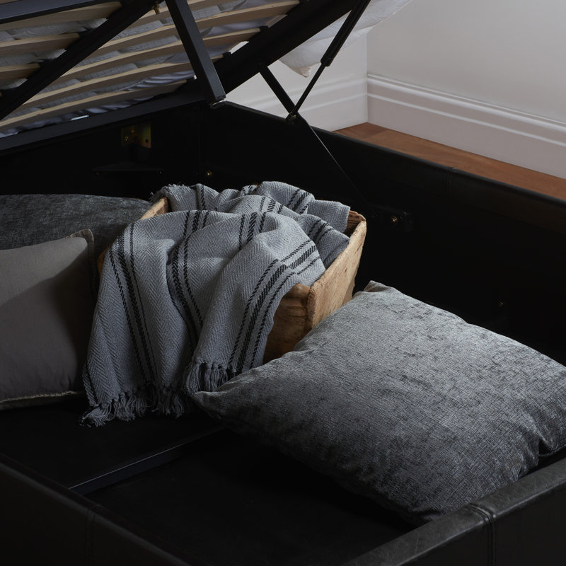 Beckey Upholstered Ottoman Bed, Double (4'6), Black