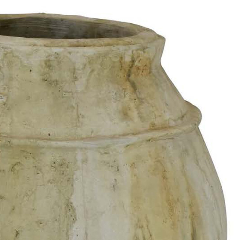 Pot de fleurs Sye, pot rond de 23 pouces, terre cuite beige terreux, H 22,75 po x l 20,5 po x P 20,5 po