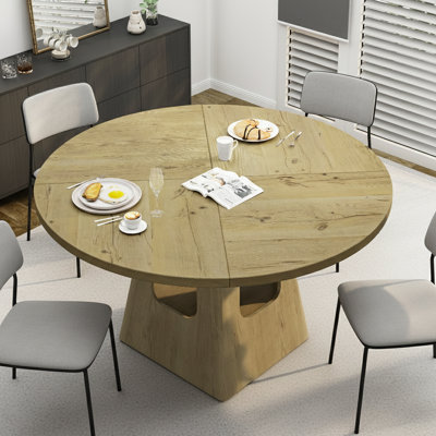 Table de salle à manger ronde pour table ronde de 4-6,47 pouces avec plateau en bois et base de rangement, table de salle à manger de ferme, table de cuisine en bois pour salle à manger, cuisine, salon, naturel (table seulement)