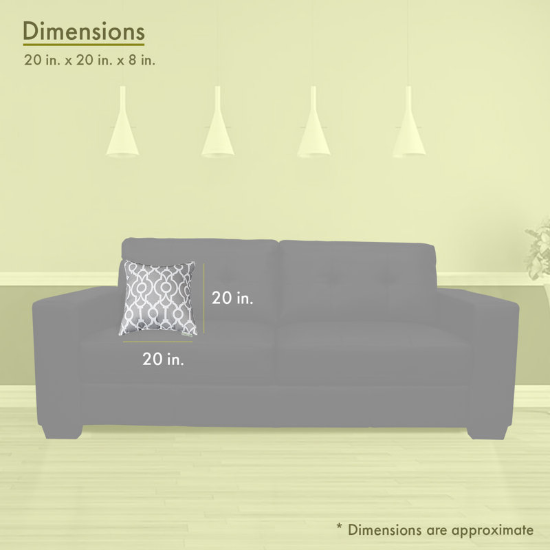 Coussin Athens, H 20 po x l 20 po, Gris