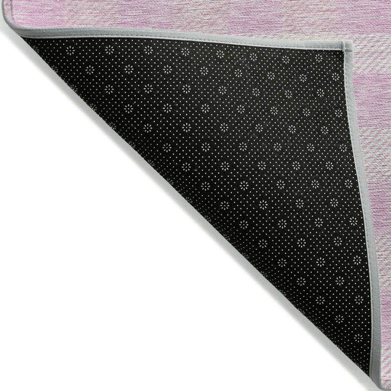 Tapis d'intérieur lavable à carreaux rose et gris 5 pi x 8 pi