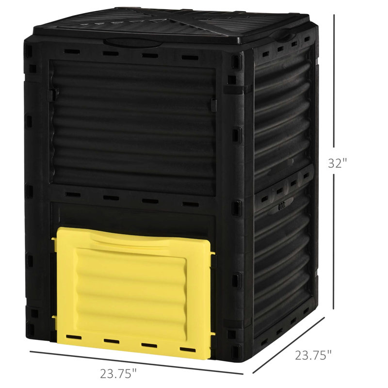 Bac à compostage extérieur 80 gallons - Économisez des ressources Assemblage facile et efficace, le compost jaune améliore la texture du sol en 6 à 12 semaines